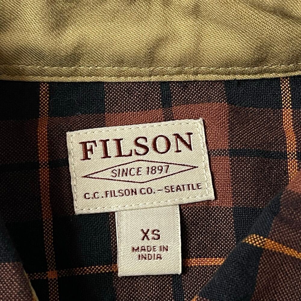 Filson Rustic Oxford Shirt Copper/ Black Long sleeve cotton size XS New - Picture 3 of 11